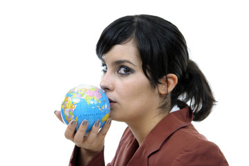 young pretty woman with Earth