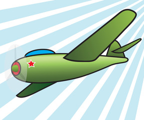 Obraz na płótnie Canvas Green plane in the sky