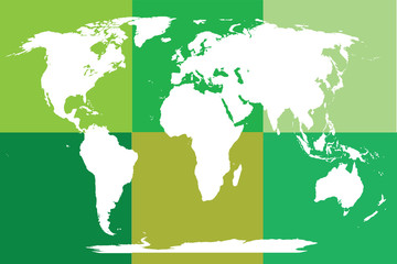 Green puzzled world map