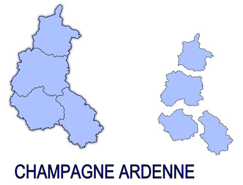 Carte Région Champagne Ardenne France Départements Contour