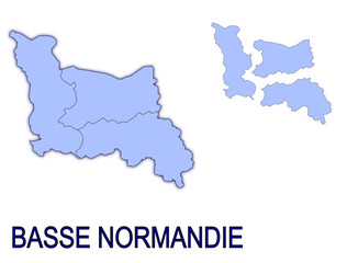 Obraz premium carte région basse normandie France départements contour