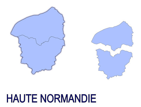 carte r&eacute;gion haute normandie France d&eacute;partements contour