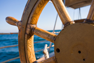 yacht journey, steering wheel