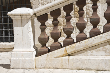 Fototapeta na wymiar Marble poręcz Giovinazzo Cathedral. Apulia.