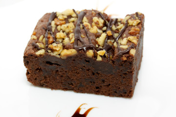 cake truffle with black chocolate sauce