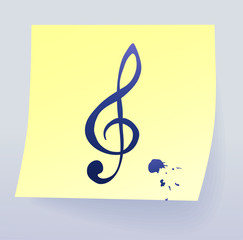 musical key on sticky paper, vector