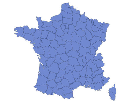 carte France d&eacute;partements contour