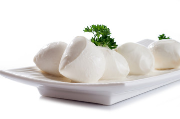 mozzarella with parsley on dish