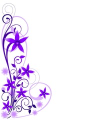 Violet Flowers Ornament on White