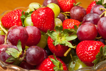 Fresh strawberries and grapes