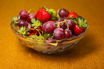 Fresh strawberries and grapes