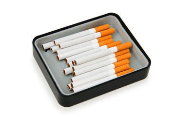 Smoking cigarettes isolated on the white background