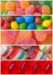 collage of colorful candies
