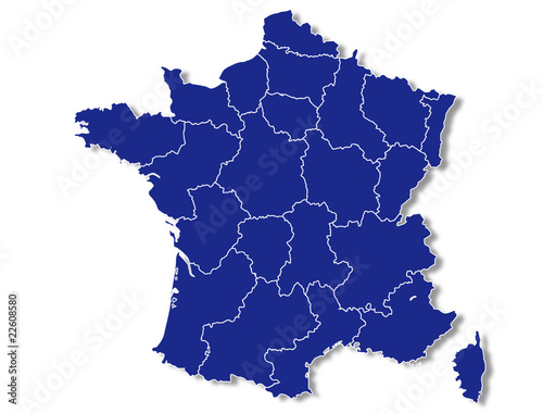 "carte des régions de france bleue contour blanc vierge ...