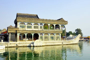 Foto auf Glas China, Beijing Summer Palace, the Marble boat. © claudiozacc