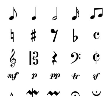 Zeichen Symbole Noten Musik