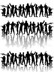 Soldatengruppen mit Spiegelungen