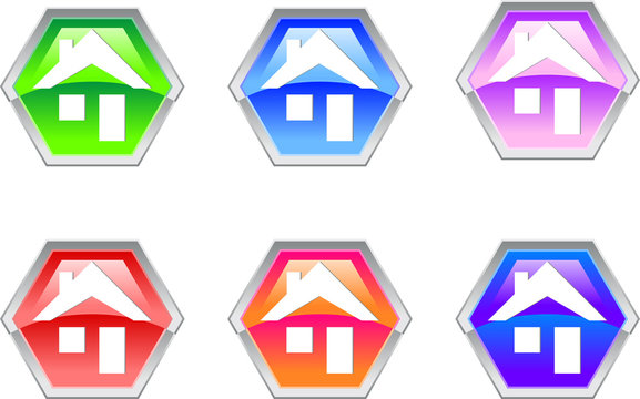 Hexagon House Logo Design Icon