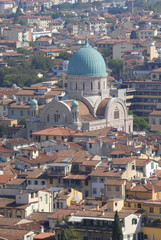 Fototapeta na wymiar aerial view of the synagogue in Florence