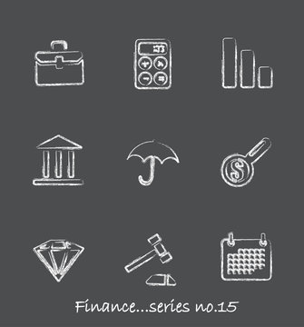 Finance chalkboard icons...series no.15
