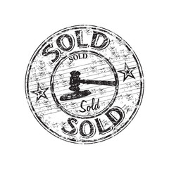 Sold grunge rubber stamp