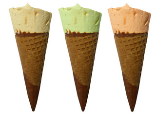 set of three ice cream isolated on white background