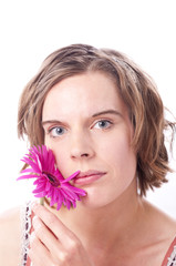 Frau mit Blume