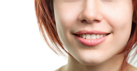 Fototapeta premium Woman with perfect fresh teeth and lips