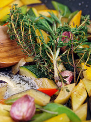 mediterranean vegetables cooking in a pan