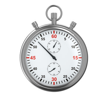 Stopwatch on white background. Isolated 3D image