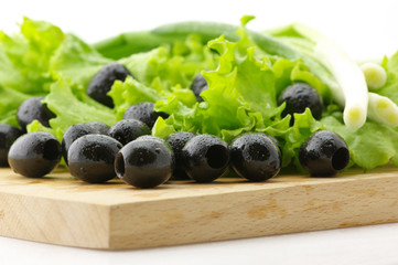 Black olives and greens