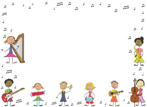 enfants musique affiche paysage