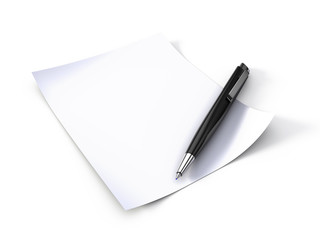 Blank note paper with pen