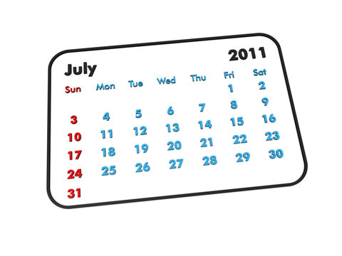 July 2011 calendar