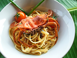 spaghettis au crabe