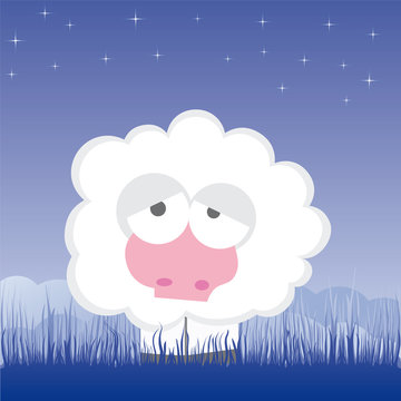 Sheep on the field vector illustration cartoon