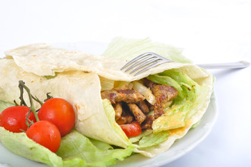 Kebab with vegetable and fork