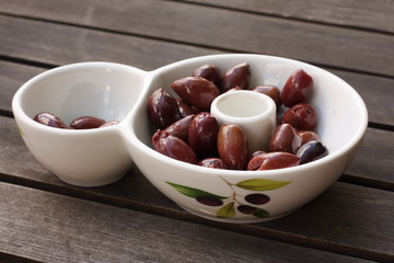 Bowl of tasty kalamata olives