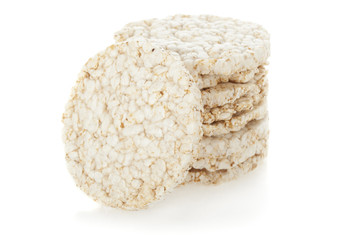 Diet rice cakes pile isolated on white background