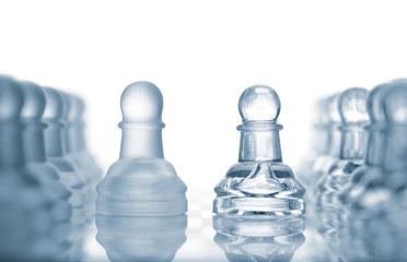 transparent glass chess isolated on white