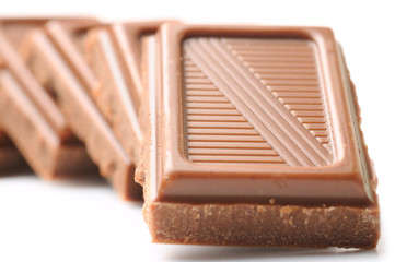 chocolate bars isolated on white