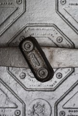 industrial silver doors;.focus on handle