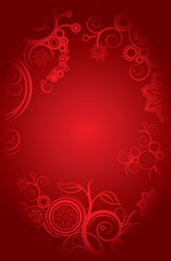 Floral curly red background vector