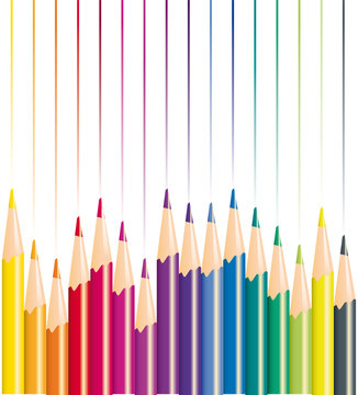 Pencils of different color for drawing, vector illustration