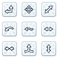 Arrows web icons set 2, white square buttons