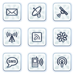Communication web icons, white square buttons