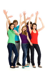Fototapeta premium Group of excited friends