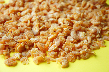 Isolated macro image of dried shrimps