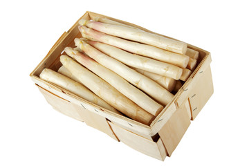 Spargel in Holzschachtel inklusive Beschneidungspfad