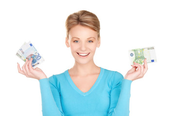 lovely woman with money